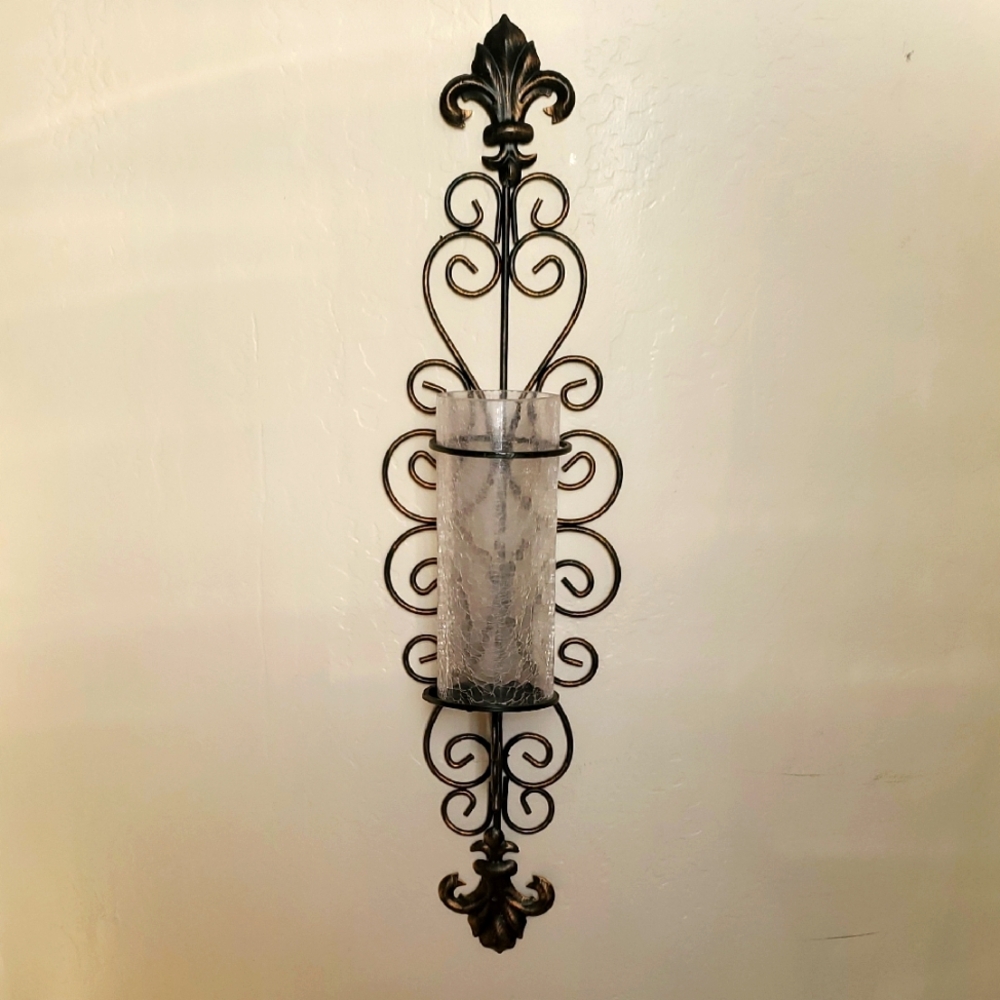 Elegant Brushed Bronze Iron Wall Candle Holder